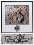 Buzz Aldrin Signed 20 x 16 Photo of the Footprint Upon the Moon -- Aldrin Also Handwrites the Date of the Moon Landing -- With Novaspace COA